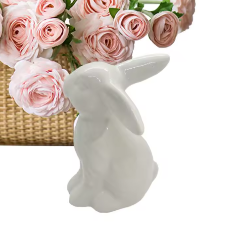 Keramisch Paashaas Beeldje – Porseleinen Konijn Decoratie voor Tafel en Interieur