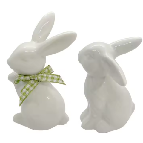 Keramisch Paashaas Beeldje – Porseleinen Konijn Decoratie voor Tafel en Interieur
