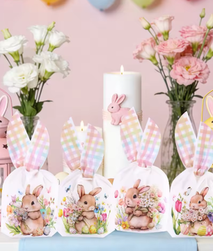 Set van 50 Paas Traktatiezakjes met Konijnenoren – Cadeau- en Snackverpakkingen