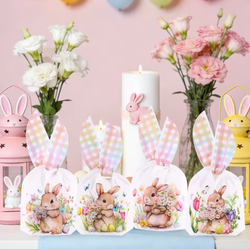 Set van 50 Paas Traktatiezakjes met Konijnenoren – Cadeau- en Snackverpakkingen