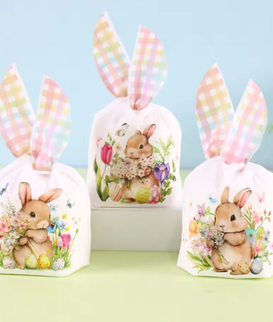 Set van 50 Paas Traktatiezakjes met Konijnenoren – Cadeau- en Snackverpakkingen