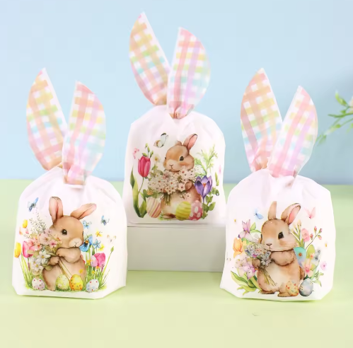 Set van 50 Paas Traktatiezakjes met Konijnenoren – Cadeau- en Snackverpakkingen
