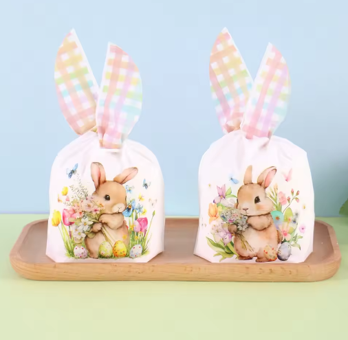 Set van 50 Paas Traktatiezakjes met Konijnenoren – Cadeau- en Snackverpakkingen