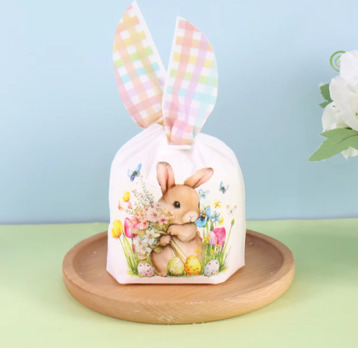 Set van 50 Paas Traktatiezakjes met Konijnenoren – Cadeau- en Snackverpakkingen