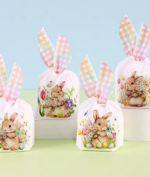 Set van 50 Paas Traktatiezakjes met Konijnenoren – Cadeau- en Snackverpakkingen