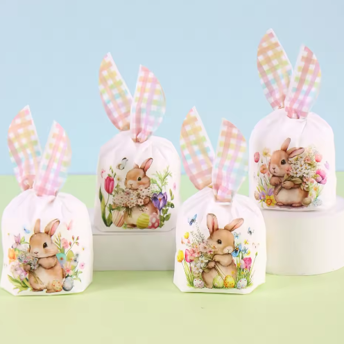 Set van 50 Paas Traktatiezakjes met Konijnenoren – Cadeau- en Snackverpakkingen