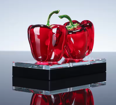 Kristallen Chili Peper Ornament – Decoratief Glasbeeldje voor Interieur