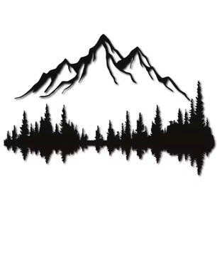 Metalen Berg en Bos Muurdecoratie – Natuur Wandkunst voor Interieur