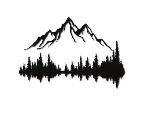Metalen Berg en Bos Muurdecoratie – Natuur Wandkunst voor Interieur