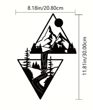 Metalen Berg en Bos Muurdecoratie – Natuur Wandkunst voor Interieur