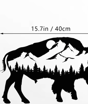 Metalen Berg en Bos Muurdecoratie – Natuur Wandkunst voor Interieur