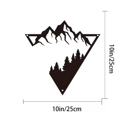 Metalen Berg en Bos Muurdecoratie – Natuur Wandkunst voor Interieur