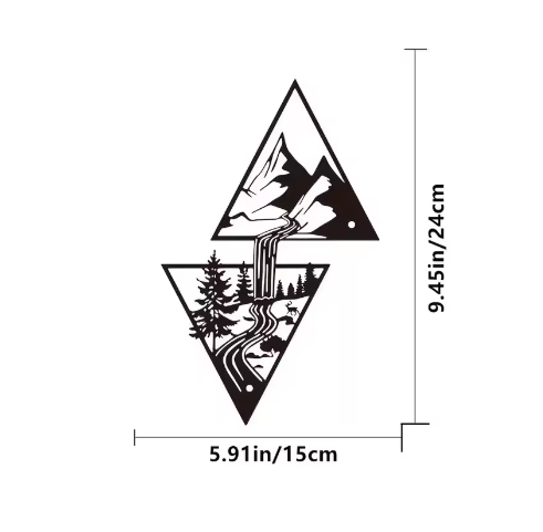 Metalen Berg en Bos Muurdecoratie – Natuur Wandkunst voor Interieur