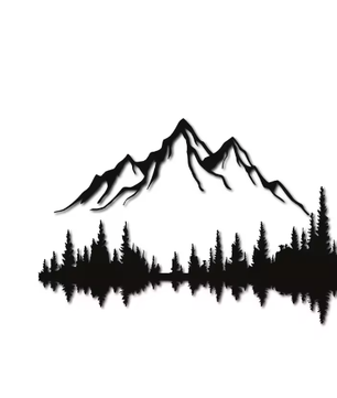 Metalen Berg en Bos Muurdecoratie – Natuur Wandkunst voor Interieur