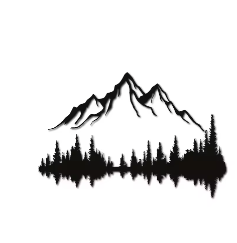Metalen Berg en Bos Muurdecoratie – Natuur Wandkunst voor Interieur