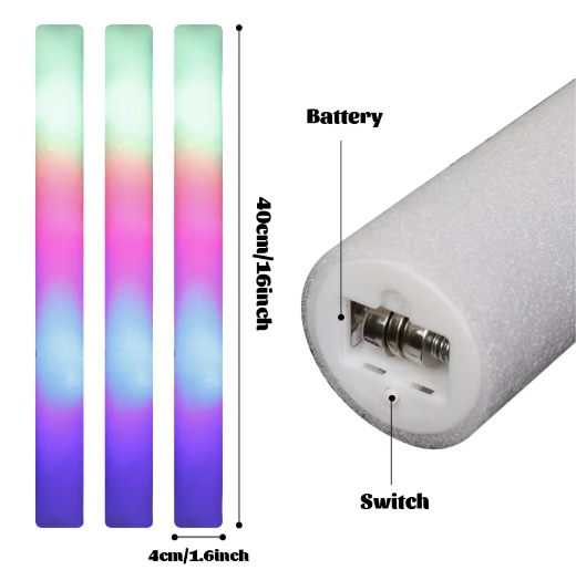 LED Glow Sticks Feeststaven – RGB Schuim Lichtstokken voor Feesten en Evenementen