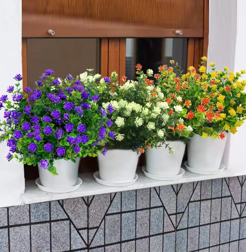 Set van 5 Kunstbloemen voor Buiten – UV-Bestendige Decoratieve Tuinplanten