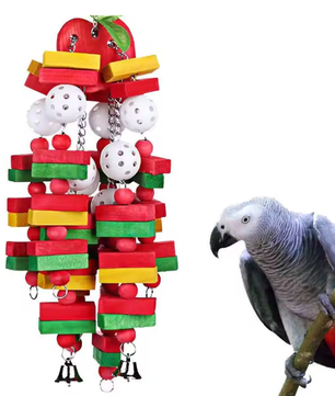 Papegaaien Speelgoedset – Houten Klim- en Schommelspeelgoed voor Vogels met Touw en Hangaccessoires
