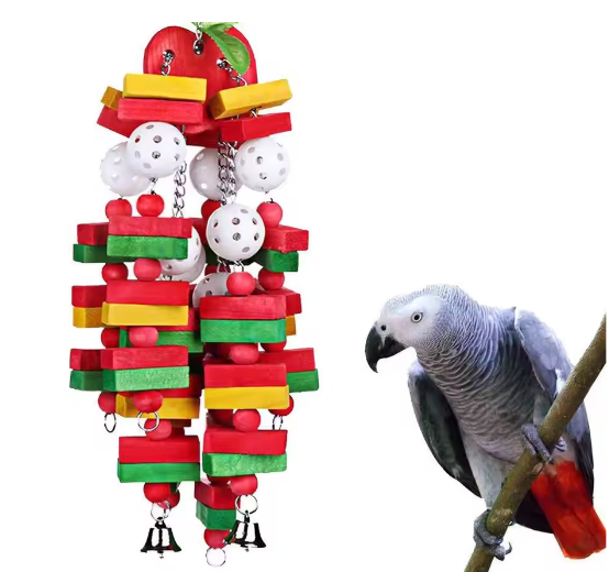 Papegaaien Speelgoedset – Houten Klim- en Schommelspeelgoed voor Vogels met Touw en Hangaccessoires