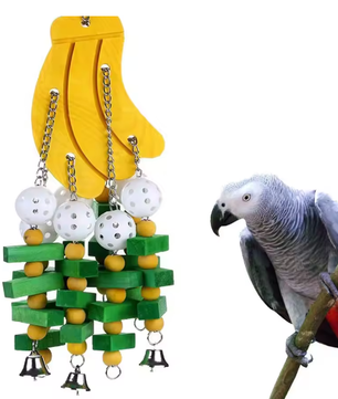 Papegaaien Speelgoedset – Houten Klim- en Schommelspeelgoed voor Vogels met Touw en Hangaccessoires