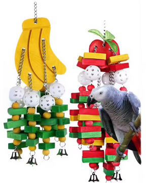 Papegaaien Speelgoedset – Houten Klim- en Schommelspeelgoed voor Vogels met Touw en Hangaccessoires