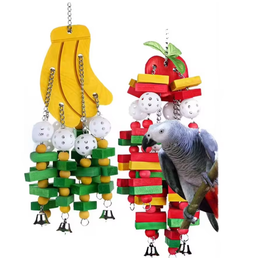 Papegaaien Speelgoedset – Houten Klim- en Schommelspeelgoed voor Vogels met Touw en Hangaccessoires