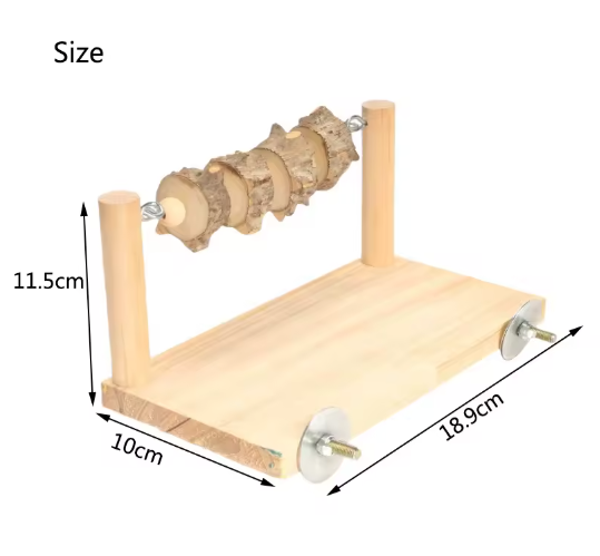 Houten Papegaai Platform met Zitstok – Vogel Kooi Accessoire met Kauwtouw
