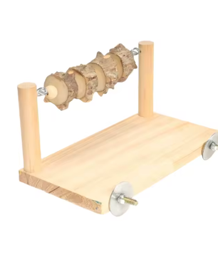 Houten Papegaai Platform met Zitstok – Vogel Kooi Accessoire met Kauwtouw