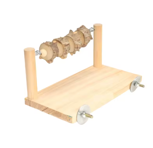 Houten Papegaai Platform met Zitstok – Vogel Kooi Accessoire met Kauwtouw