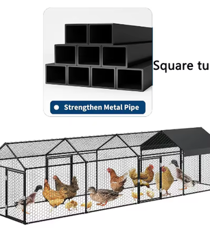 Metalen Kip Ren 4 × 1 × 1 m – Outdoor Pluimvee Ren met Waterdichte UV Cover