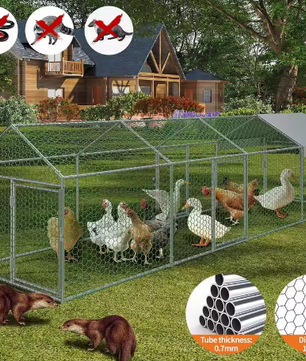 Metalen Kip Ren 4 × 1 × 1 m – Outdoor Pluimvee Ren met Waterdichte UV Cover