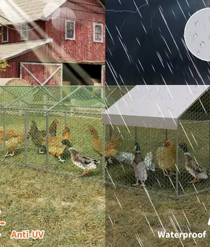 Metalen Kip Ren 4 × 1 × 1 m – Outdoor Pluimvee Ren met Waterdichte UV Cover