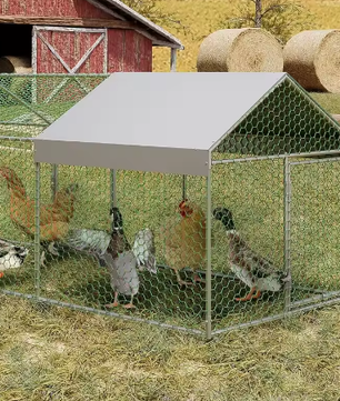 Metalen Kip Ren 4 × 1 × 1 m – Outdoor Pluimvee Ren met Waterdichte UV Cover