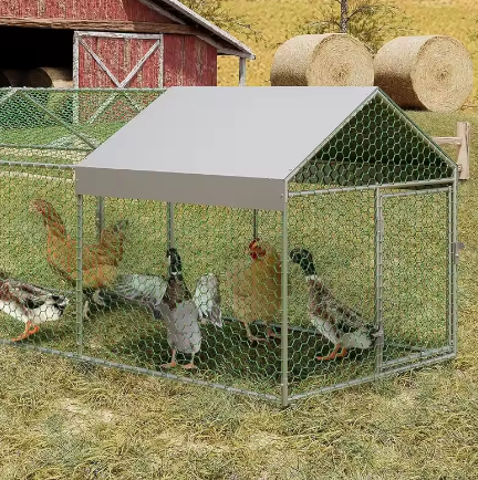 Metalen Kip Ren 4 × 1 × 1 m – Outdoor Pluimvee Ren met Waterdichte UV Cover