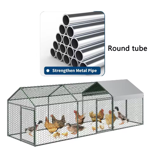 Grote Metalen Kippenren met Waterdichte UV Cover – Outdoor Pluimvee Ren