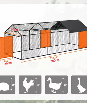 Grote Metalen Kippenren met Waterdichte UV Cover – Outdoor Pluimvee Ren