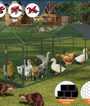 Grote Metalen Kippenren met Waterdichte UV Cover – Outdoor Pluimvee Ren