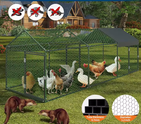 Grote Metalen Kippenren met Waterdichte UV Cover – Outdoor Pluimvee Ren