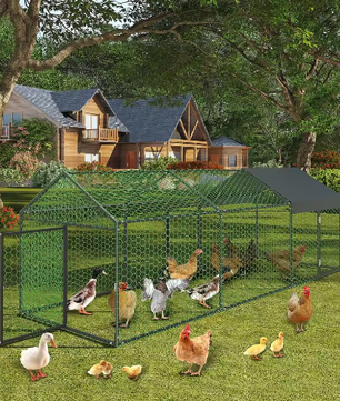 Grote Metalen Kippenren met Waterdichte UV Cover – Outdoor Pluimvee Ren