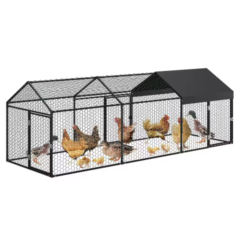 Grote Metalen Kippenren met Waterdichte UV Cover – Outdoor Pluimvee Ren