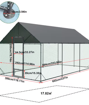 Grote Walk-in Kippenren met Nylon Net en UV Cover – Outdoor Pluimvee Verblijf