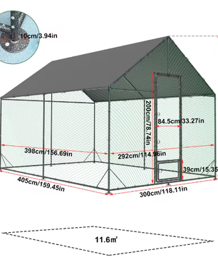 Grote Walk-in Kippenren met Nylon Net en UV Cover – Outdoor Pluimvee Verblijf