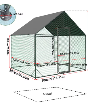 Grote Walk-in Kippenren met Nylon Net en UV Cover – Outdoor Pluimvee Verblijf