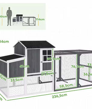 Houten Kippenhok met Nestbox en Buitenren – Ruim Pluimvee Verblijf