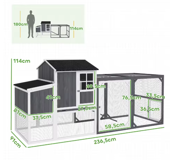 Houten Kippenhok met Nestbox en Buitenren – Ruim Pluimvee Verblijf