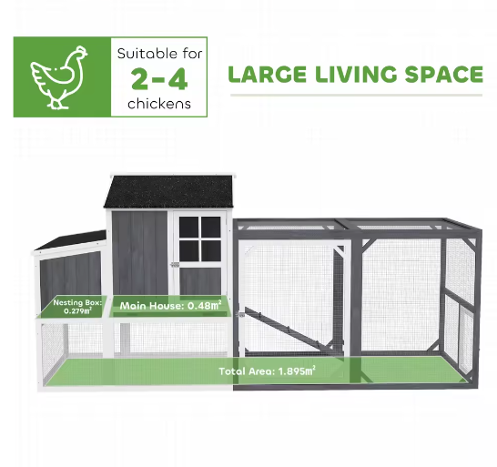 Houten Kippenhok met Nestbox en Buitenren – Ruim Pluimvee Verblijf