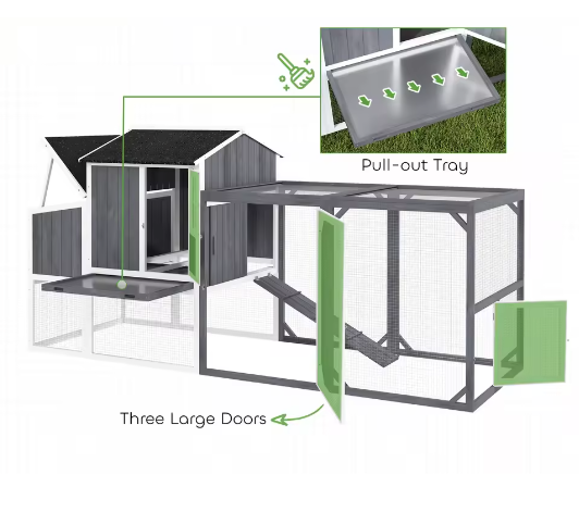 Houten Kippenhok met Nestbox en Buitenren – Ruim Pluimvee Verblijf