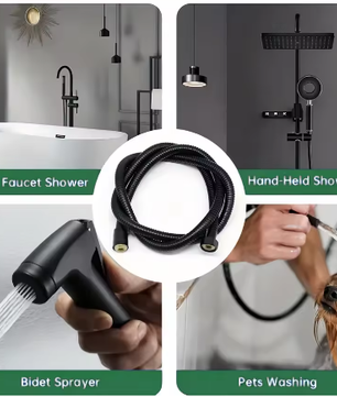 Zwarte RVS Doucheslang met Universele G1/2 Aansluiting – Flexibele Douche Slang