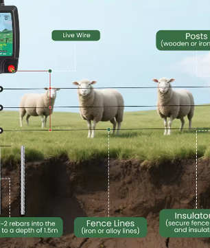 Schrikdraadapparaat 10 km – 12V Elektrische Afrastering Energizer