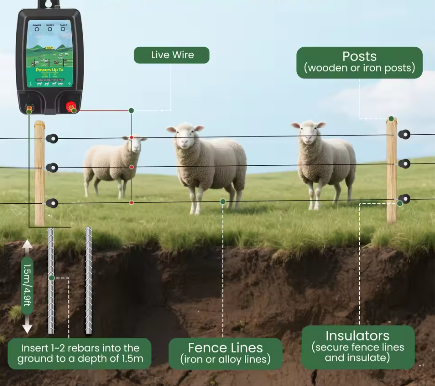 Schrikdraadapparaat 10 km – 12V Elektrische Afrastering Energizer